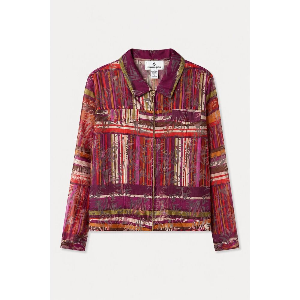 Erin London Multicolor Zip Up Lightweight Semi-Sheer Mesh Jacket Size XL